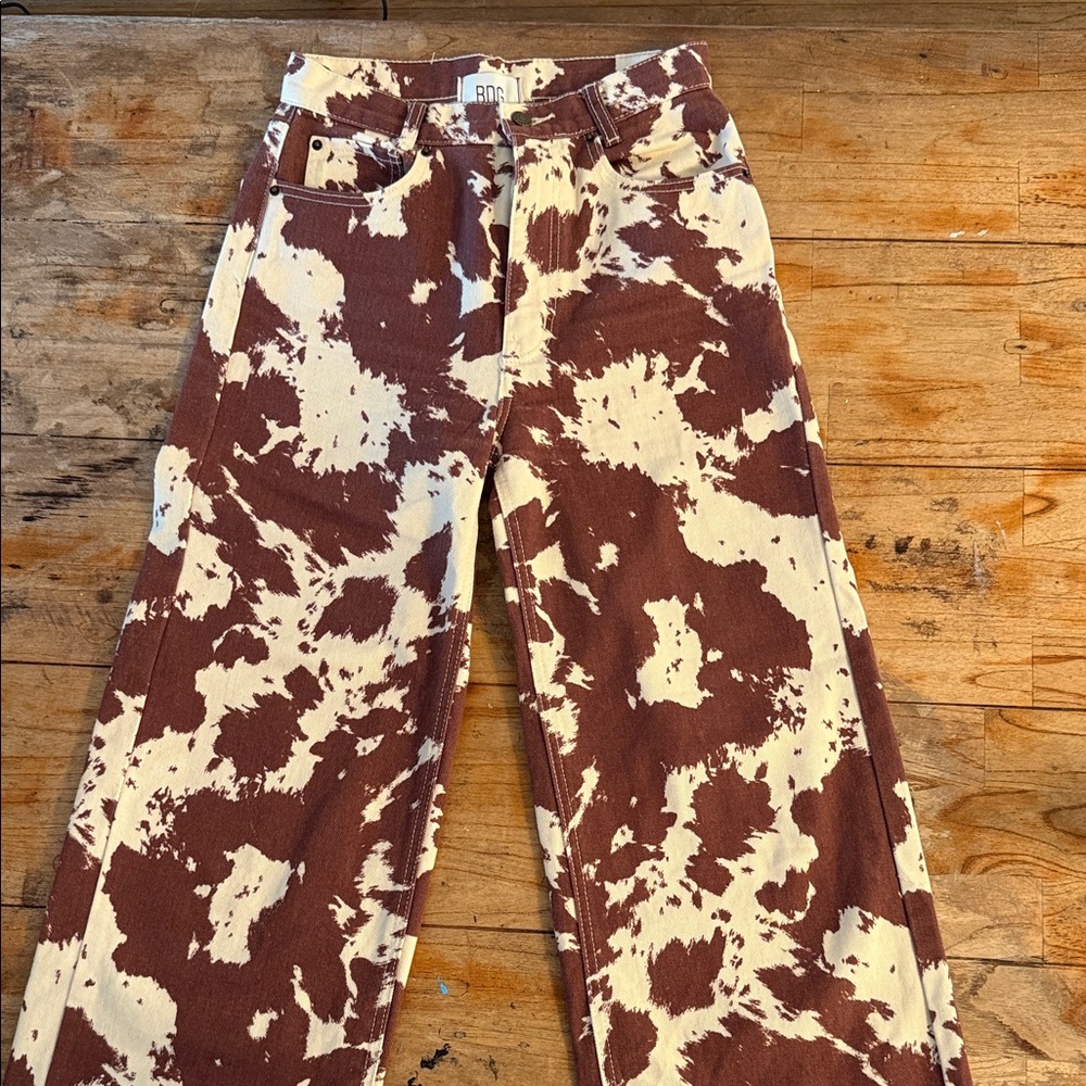 BDG cow print Brown and Cream Patterned Jeans